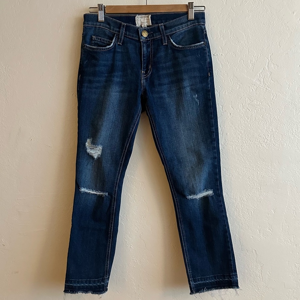 CURRENT/ELLIOT The Cropped Straight Jean Blue Denim Slightly Relaxed Size 25